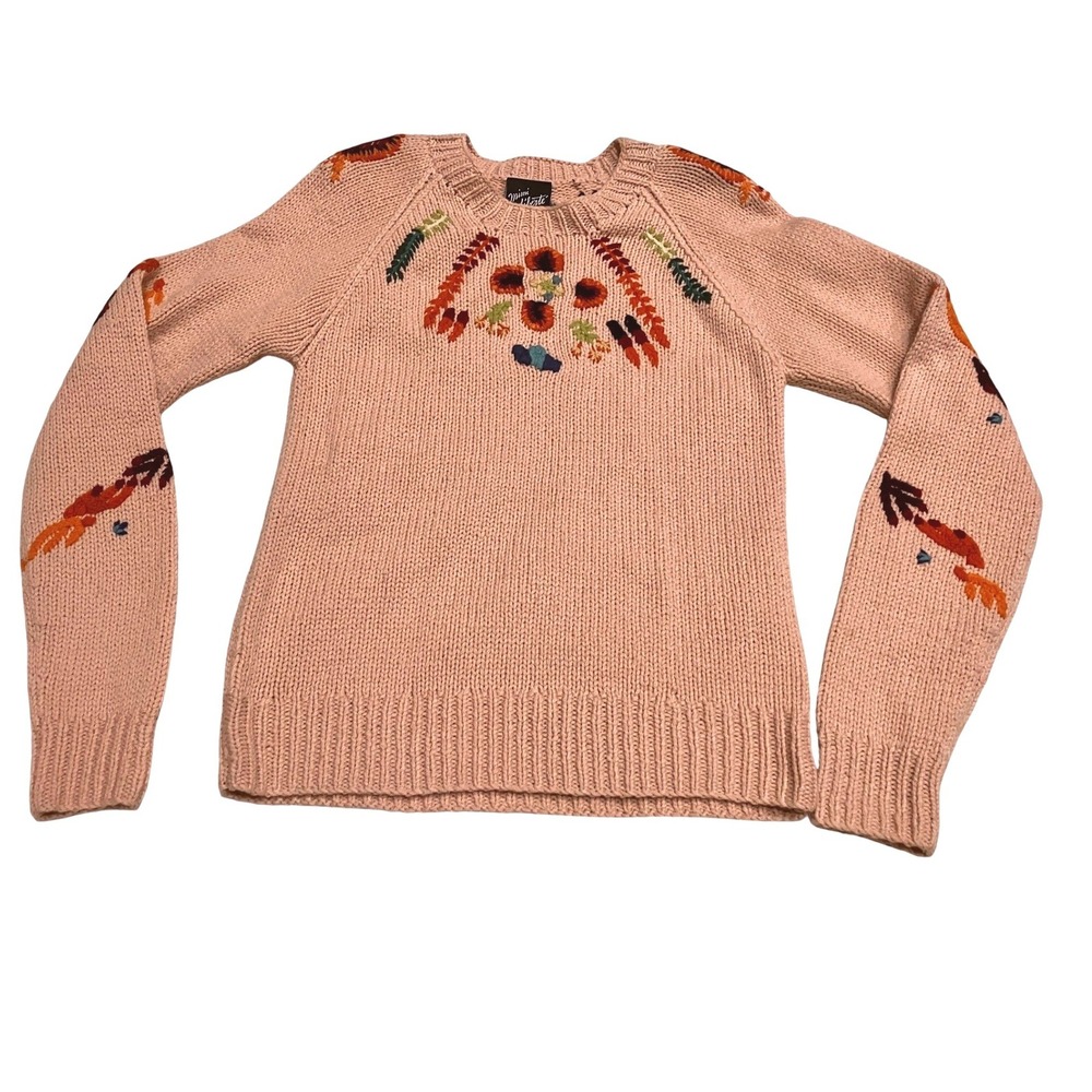 Mimi Liberte Michel Klein Cashmere Wool Embroidered Sweater Pink Womens‎ Medium